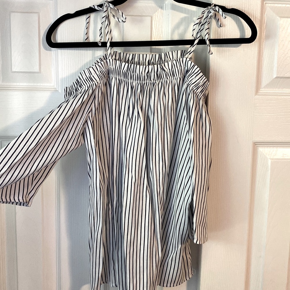 Striped Open Shoulder Top